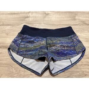 Lululemon Women's Speed Up Blue Multicolor Striped Shorts - Size 2